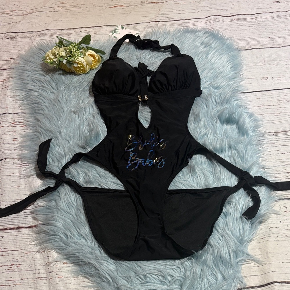 NWT Eomenie Brides Babes Bridesmaid Cut Out One Piece Swimsuit Sz S